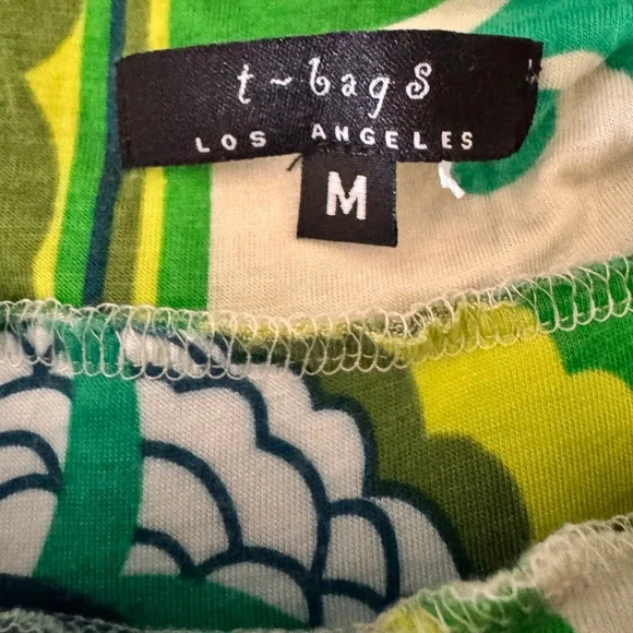 T-Bags Vibrant Green and Blue Patterned Maxi Dress | Size M - Picture 5 of 6